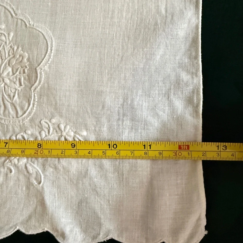 Vintage‎ Paper White Linen Lace Table Decor Set White Cream Blue 4 Piece